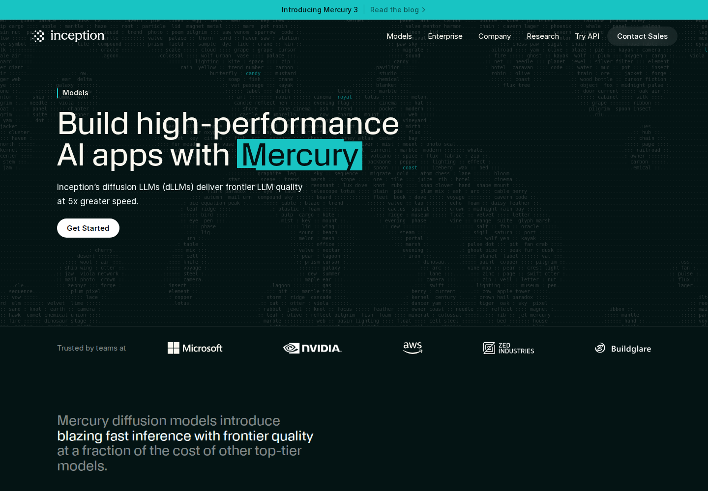 Screenshot of Mercury 3 official website