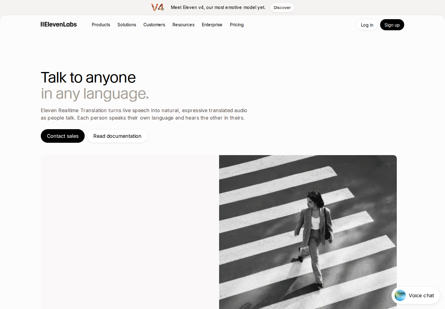 Screenshot of Eleven Realtime Translation official website
