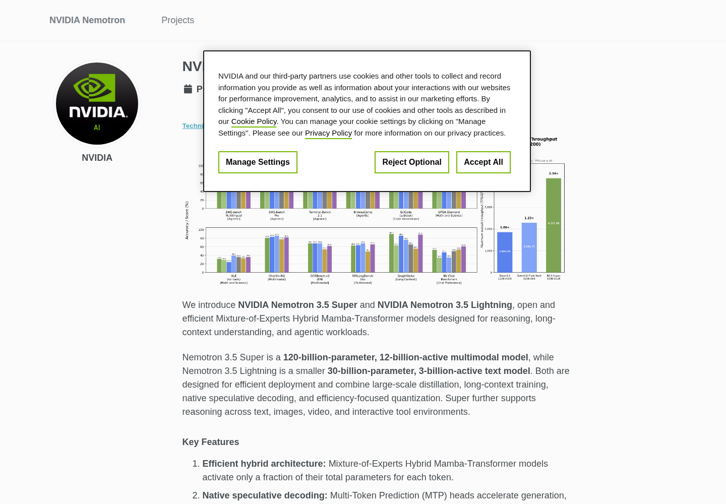 Screenshot of NVIDIA Nemotron 3.5 Super VL official website