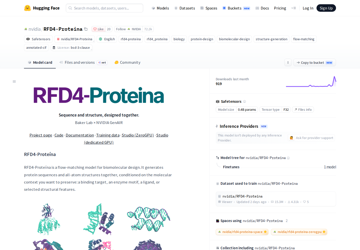Screenshot of RFD4-Proteína official website