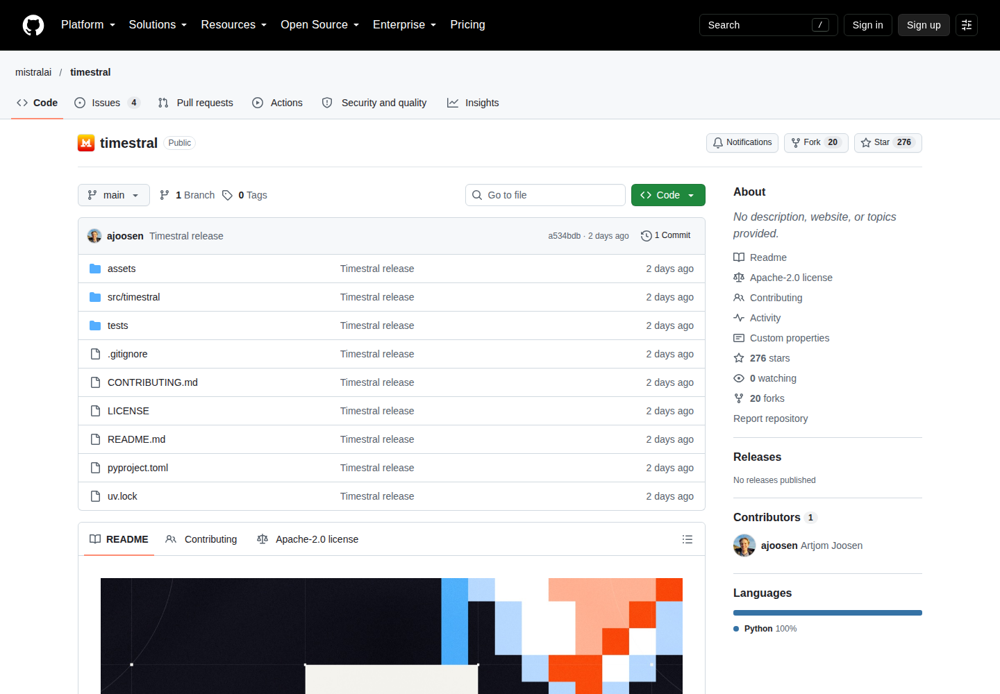 Screenshot of Timestral official website